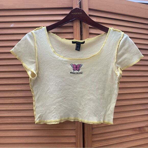 Forever 21 Cropped Baby Tee Small - Picture 1 of 4